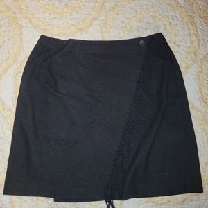 Vintage Campagnie Generale Aeropostale Airline Black Wool Fringe Skirt Size 12